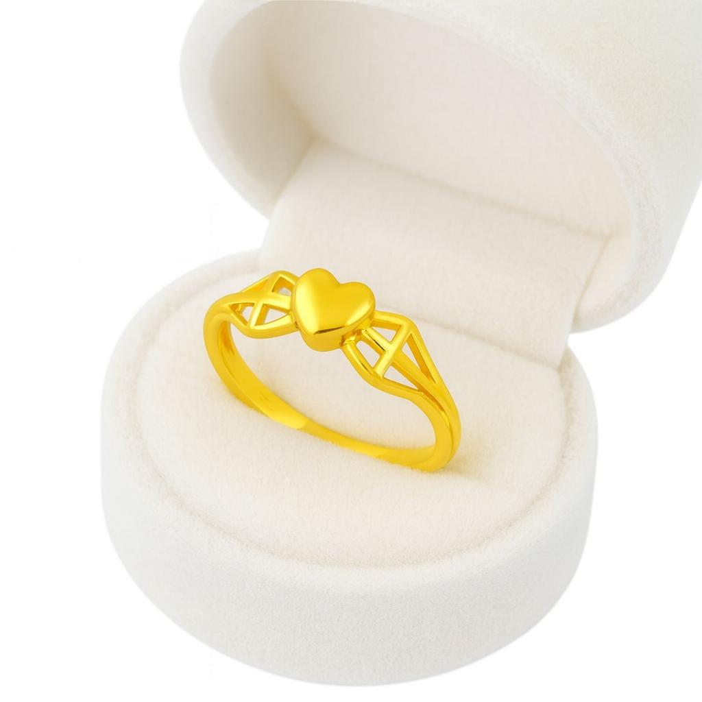 925 Sterling Silver Gold Vermeil Cross and Heart Women Ring