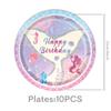 Mermaid Theme Children's Birthday Party Supplies: Cartoon Plates & Disposable Tablecloth