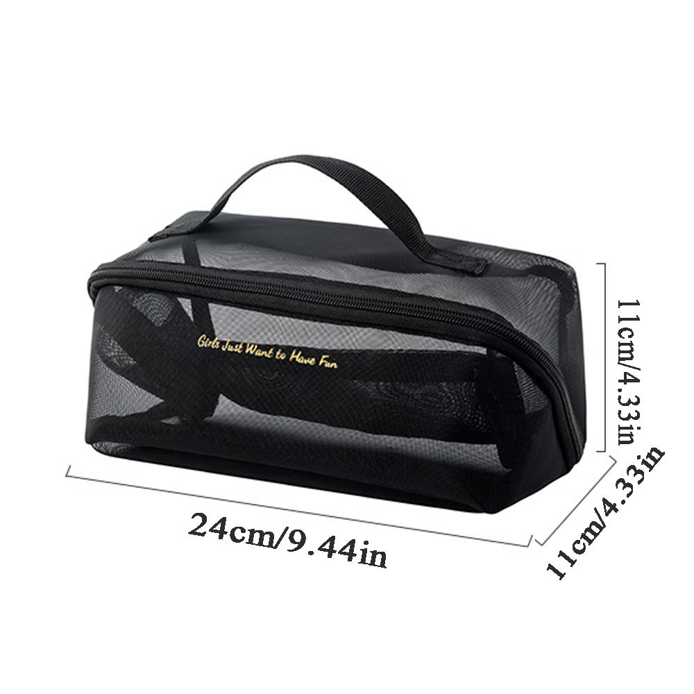 Woman Mesh Makeup Bag Protable Travel Storage Tote Bag Large Capacity Zipper Pouches Transparent Shower Bag With Handle