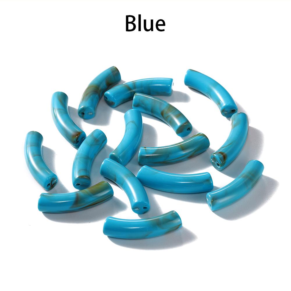 10pcs/lot 10*33mm Acrylic Beads Curved Tube Multicolor Loose Spacer Beads For Necklace Bracelets DIY Jewelry Making Accessories