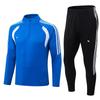 Men Women Soccer Training Kit Half-Zip Long Sleeve Jersey Shorts Set Football Practice Matches