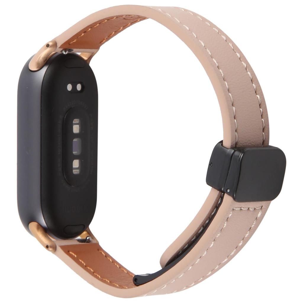 Für Xiaomi Smart Band 9/8 Faltbares Magnetisches Schwarzes Schnallen Mikrofaserleder Uhrenarmband