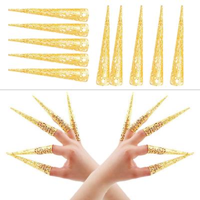 10pcs Halloween Finger Nail Claw Rings Chinese Ancient Fingernail Claw Metal Knuckles Finger Accessories for Women