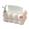European Cream Style Tissue Box-Marshmallow Design Aesthetic Napkin Holder for Living Room & Dining Table,Plastic Tabletop Decor