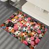 Polyester Area Rug with Cute Cats and Flowers Print - Antiskid Home Decor Carpet for Living Room, Bedroom, Chair Mat - Durable