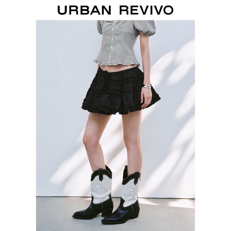 UR Women s Sweet Ruffle Edge Lace-Up Mini Skirt M