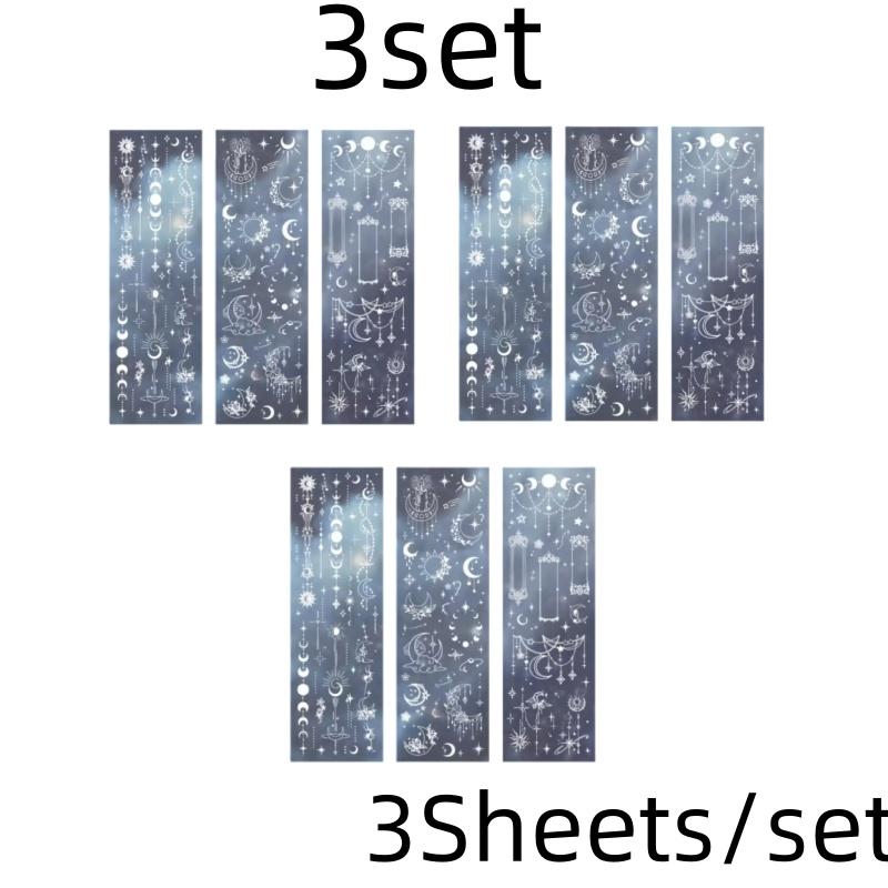 3 Sheets Butterfly Moon Star Stickers PET Transparent Decorative Stickers For Craft Album Journal Scrapbooking
