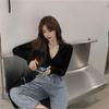 Chic V-Neck Half-Zip High-Waisted Women's Autumn/Winter Top 