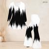 Women Plus Size Two Piece Set V Neck Long Sleeve Black White Printed Flared Top Flared Pants