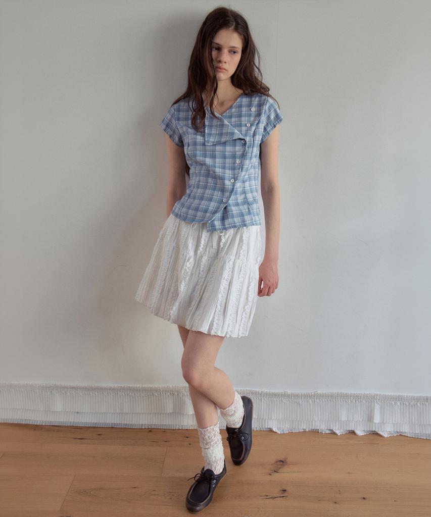 Aueonoseuteljia Asymmetrical Check Half Shirt_Light Blue(Ob6Bl09)