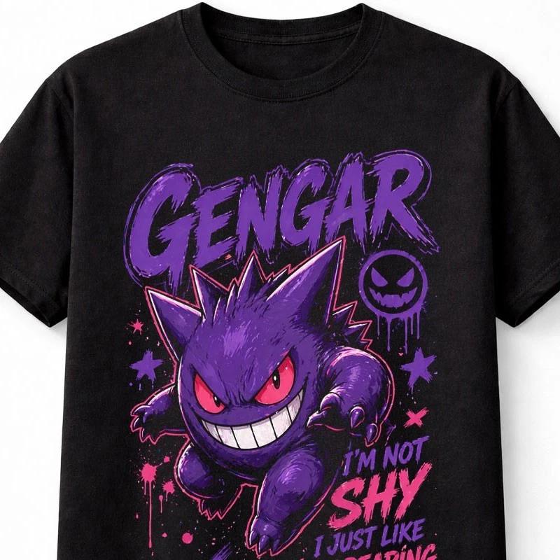 Pokemon Gengar Graphic Tee Ghost Type Anime Gaming Unisex TShirt S