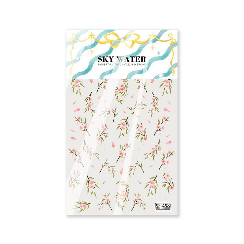 SKY Spring Pink Chinese Peach Blossom Nail Art Stickers - DIY Flat Decorative Stickers