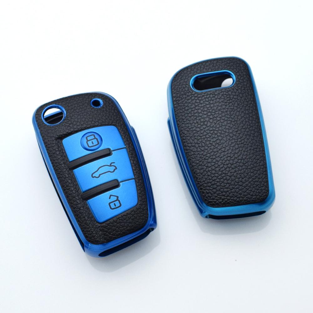 TPU Leder Auto Klappschlüssel Etui Hülle Schale Für A6 A6L C5 C6 Q3 Q5 Q7 S5 S7 RS3 TT A3 A4 A4L B5 B6 B7 B8 B9 A5 Zubehör