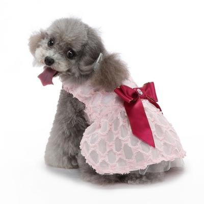 Spring and Summer New Pet Bow Double-layer Gauze Skirt Pet Simple Princess Floral Dress Clothes