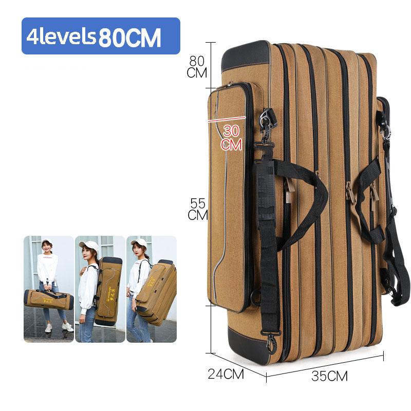 SCIONE Canvas Thick Fishing Gear Bag Large-capacity Waterproof Fishing Bag Multifunctional Sea Pole Bag