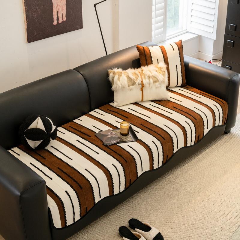 

Striped Chenille Special-Shaped Sofa Cushion New Four-Season Universal Non-Slip Irregular Straight Row Sofa Cushion 70*70cm