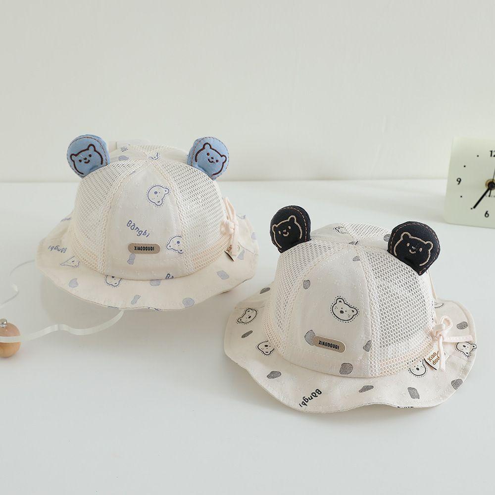 Bear Ear Infant Mesh Hat Cartoon Toddler Bucket Hat Adorable Children Fisherman Hat  Spring Summer