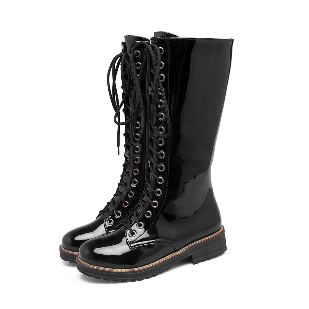 Mujeres Damas Moda Botas Largas Zapatos Tacones Cuadrados Calcamina de PU  con Cordones Cálidos comprar a buen precio — entrega gratuita, reseñas  reales con fotos — Joom