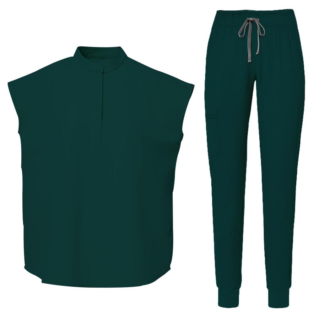 Women's Loose And Comfortable V-neck Short Sleeved Workwear With Multiple Pockets Suit Set