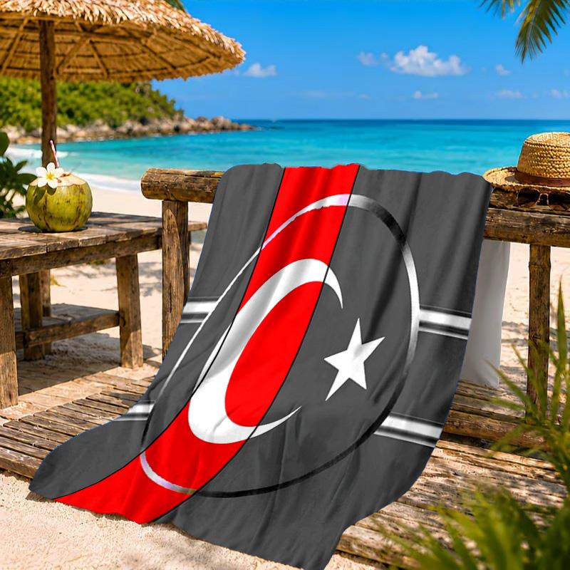 Turkish Flag Design Beach Towel, Quick-drying, Easy to Care for, Suitable for Both Fitness and Beach Vacations,Sports Essential