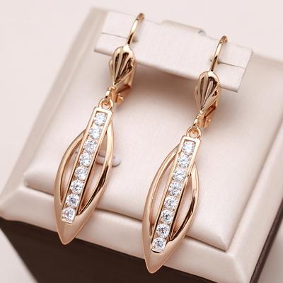Fashion Natural Zircon Tassel Earrings For Women Fine  Rose Gold Long Dangle Earrings Fashion Jewelry