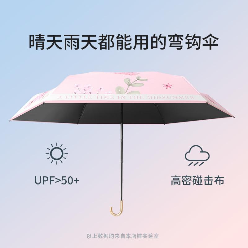 2025 New 50% Off Small Curved Hook Sunscreen Umbrella Women's UV Protection Sunshade Umbrella