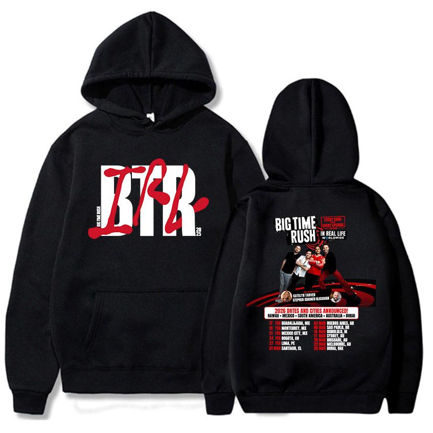 BTR IN REAL LIFE TOUR MONDIALE 2026 FELPA Big Time Rush Band Moda Felpe Oversize Y2k con Cappuccio Manica Lunga Pullover da Uomo Abbigliamento Streetwear