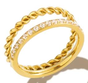 Anello Minimalista in Acciaio Inossidabile a Forma di Cuore Amore Vuoto per Donne Anelli con Zirconi Intarsiati Colore Oro Impermeabile Gioielli Moda Romantica