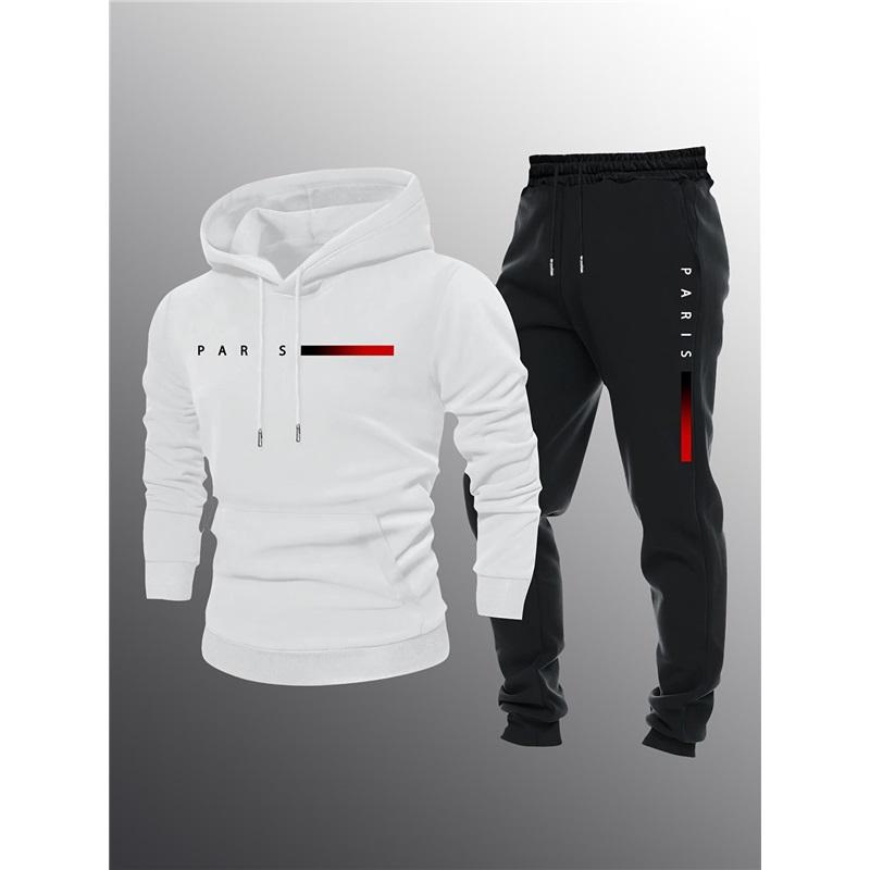 Fashionable Casual Letter Print Hooded Sports Suit For Men And Women