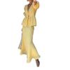 European and American women's clothing spring and summer new fashion bubble sleeves V-neck lace-up top high waist skirt women's cover