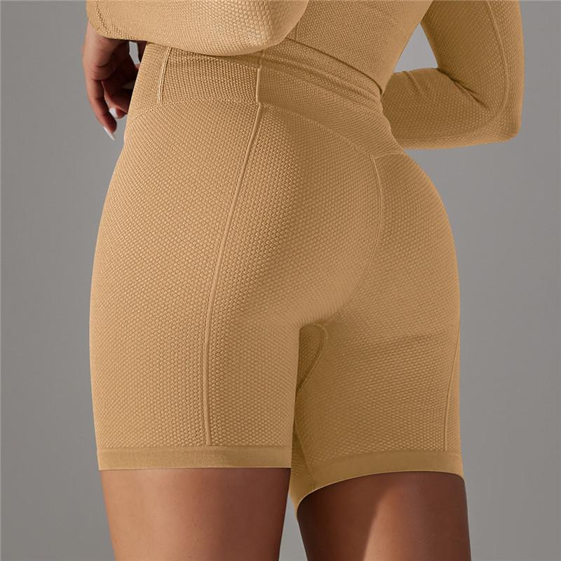 Nessaj Seamless Knit High Waist Yoga Shorts Running Fitness Breathable Quick Drying Yoga Shorts