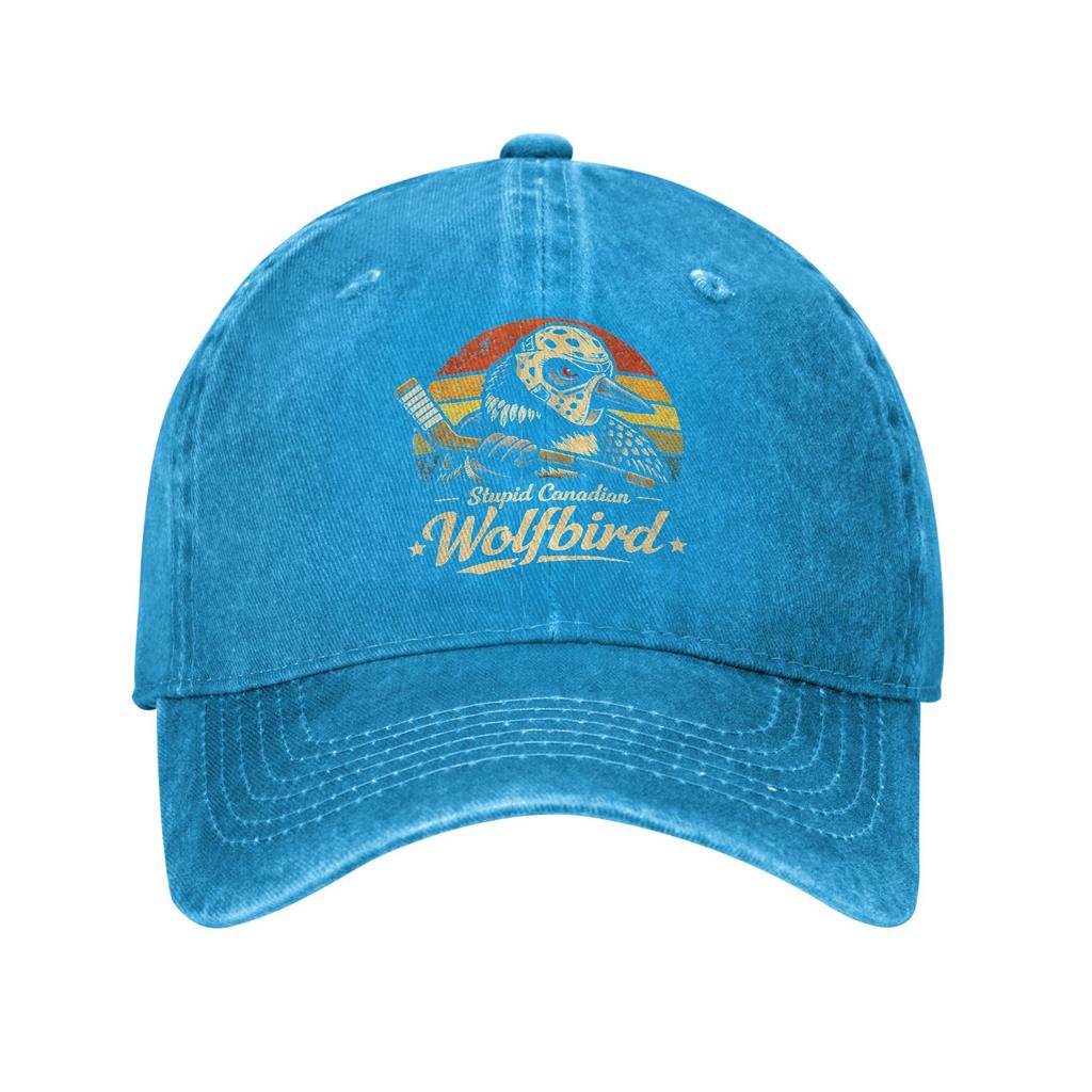 Stupid Canadian Wolf Bird Baseball Cap Sun Outdoor Sports Breathable Washed Trucker Hat Unisex Unisex Y2k Retro Print Baseball Caps