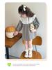 Spring Plaid Patchwork Dress with Sweet Lace Collar for Girls