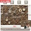2D Flat Party Backdrop Banner - Large Steampunk Theme with Gears, Pipes & Vintage Clock