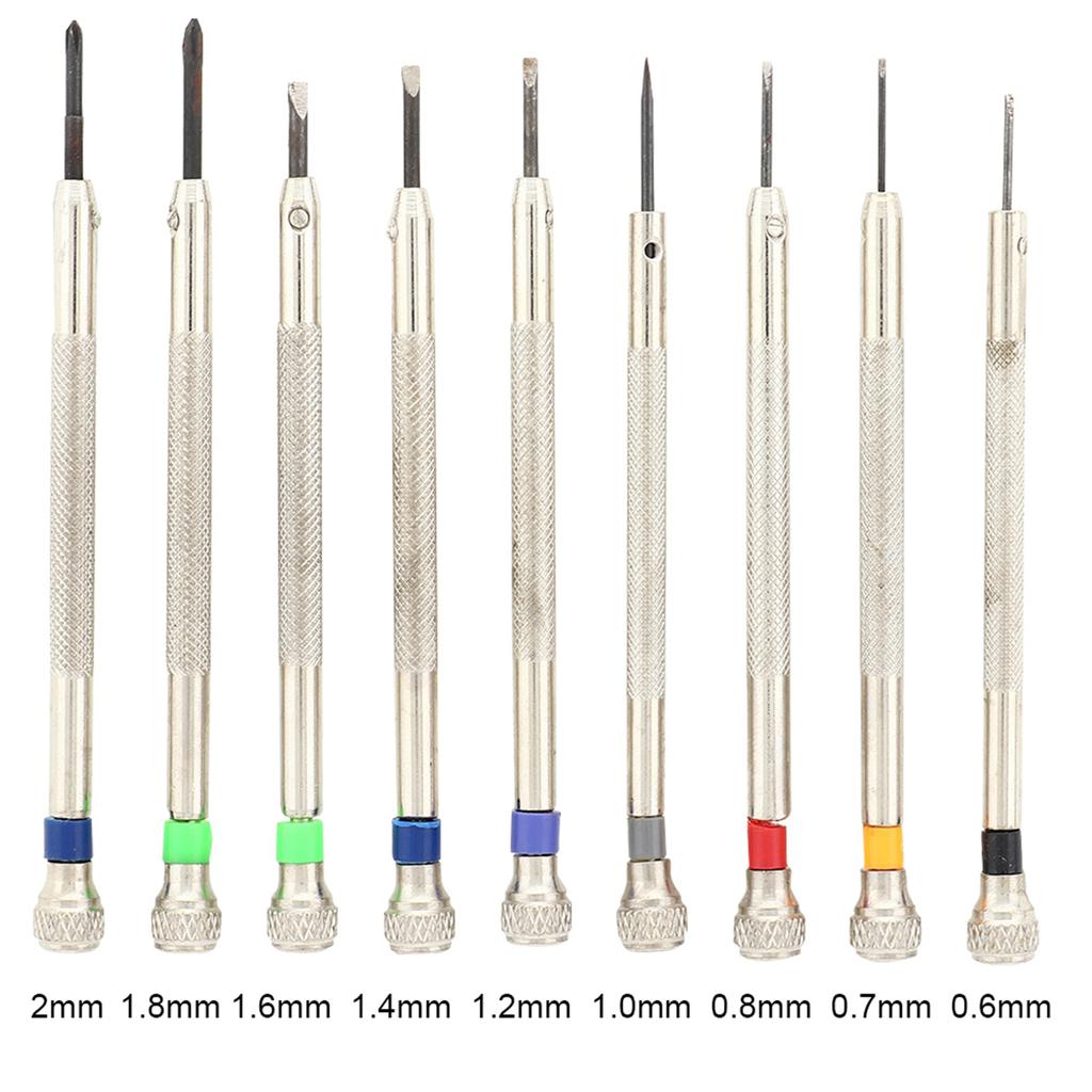 9Pcs 0.8mm‑2.0mm Watch Screwdriver Kit Tools for Watch Repairing