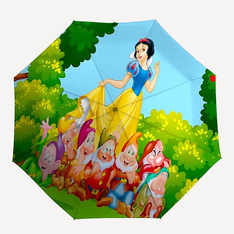 Snow White, Seven Dwarfs Themed Automatic Opening and Closing Umbrella, Brightly Colored 8-rib Portable Umbrella, Suitable for Men and Women