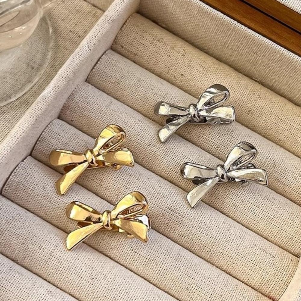 4Pcs/set Personality Golden Bow Hairpins Sweet Cool Bangs Hairpins Bow Hair Clip  Bangs Styling