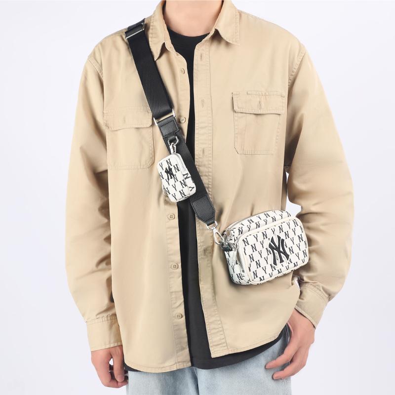 New MLB Monogram Collection Polyester Shoulder Bag, Crossbody Bag Mini Unisex Black White 3ACRS012N-50CRD
