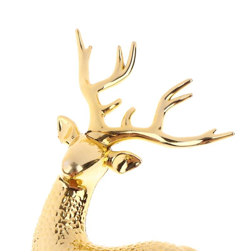 Elegant Crystal Elk Shinny Glitter Deer Gold Stand Reindeer Figurines Christmas Pendants DIY Cake Home Pretty Tabletop Ornaments