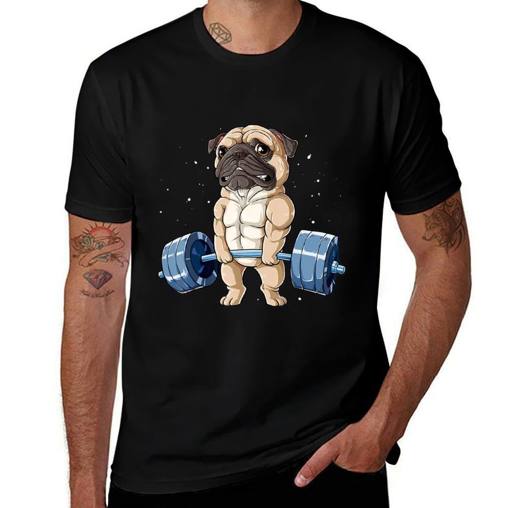 Pug Weightlifting Funny Deadlift Fitness Gym Workout Dog Pet Lover Tshirt Breathable Gym Short Sleeve Tshirt