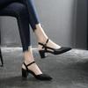 Sharp Pointed Sandals for Women Spring Korean Thick Heel Single Buckle Strap Casual Single Shoes
