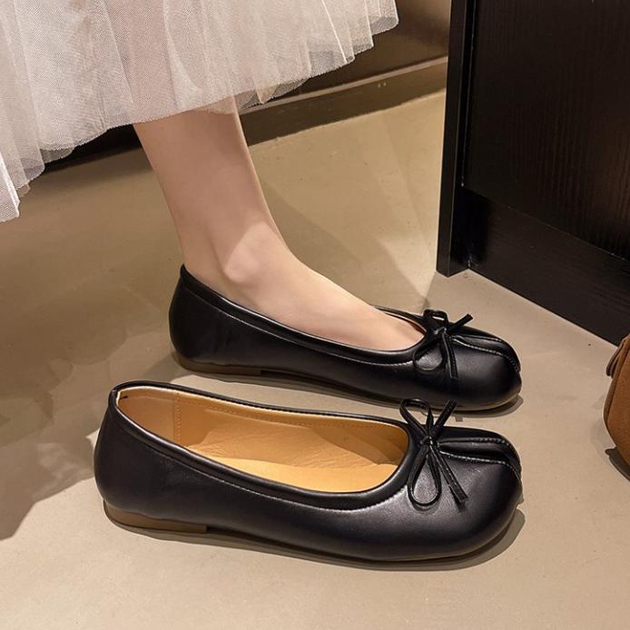 Pantofi de vară pentru femei cu fundă Tabi plate pentru degete de porc Papuci Pantofi pentru persoană leneșă Copită de cal Pantofi pentru femei cu degete despărțite Mocasini Loafers