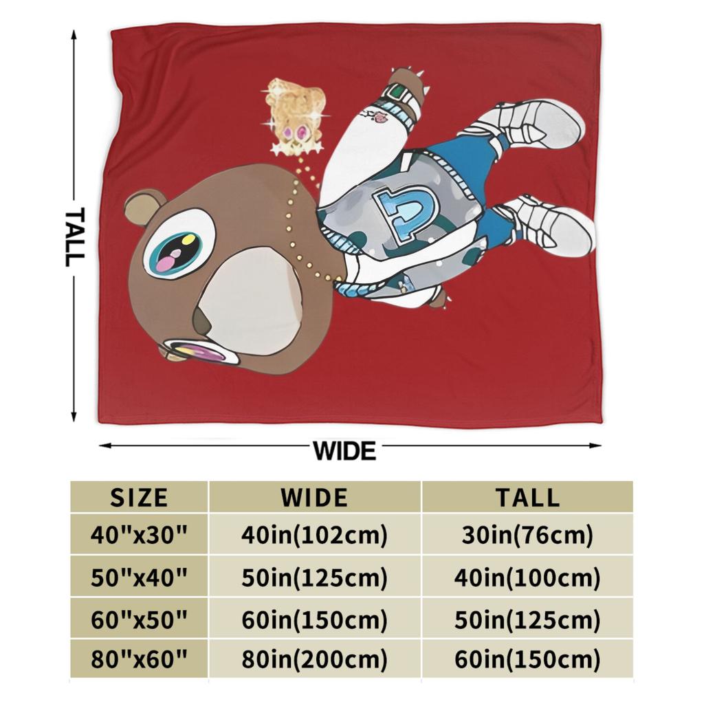 Kanye West Decke Fleece Frühling/Herbst Niedlicher Bär Multifunktionale Leichte Überwurfdecke für Zuhause Schlafzimmer Steppdecke