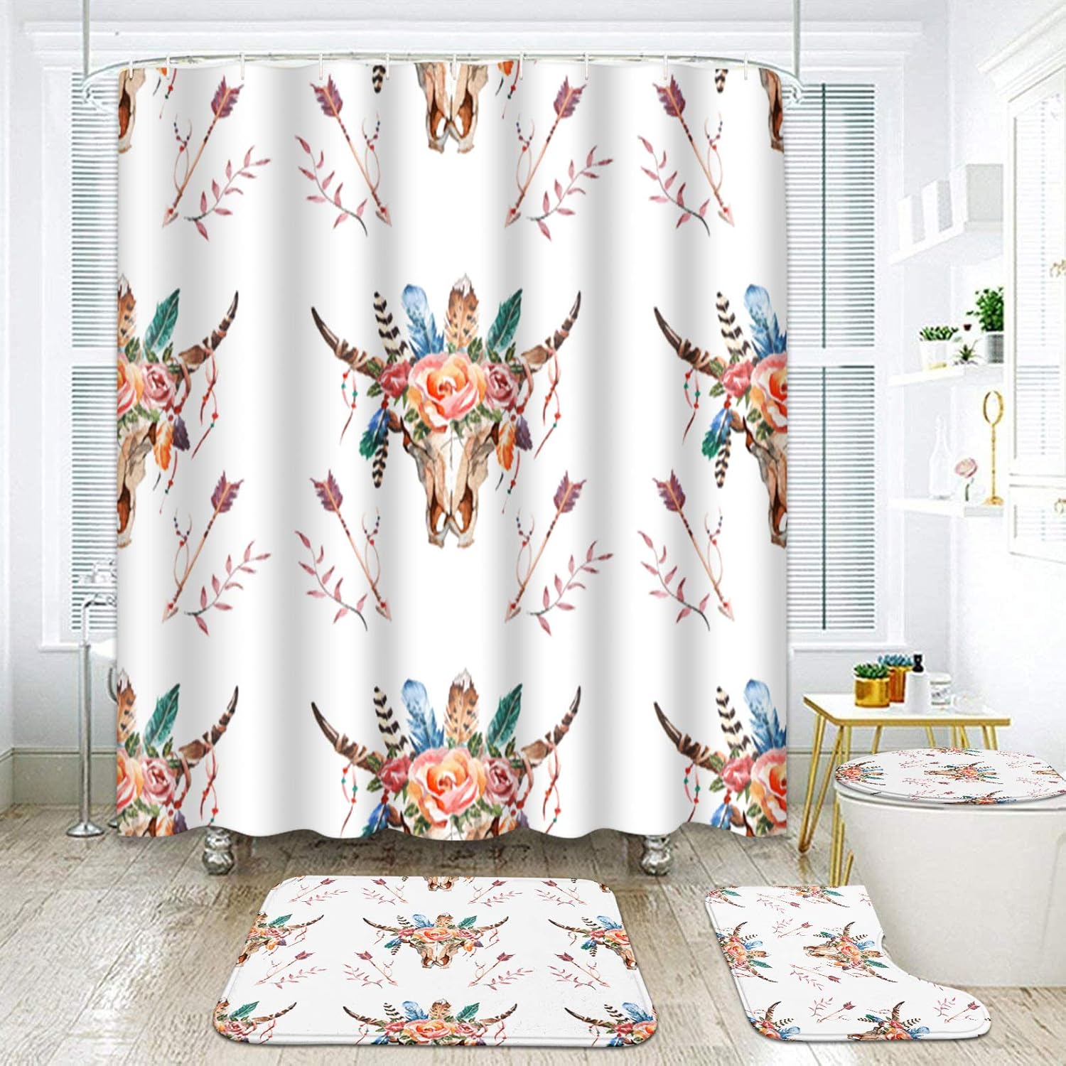 

Halloween Bat Cat Spider Bathroom Set With Shower Curtain And Rugs Accessories, Ghost Halloween Pumpkins Spooky Spooky Shower W60H190(CM)-1 Pcs