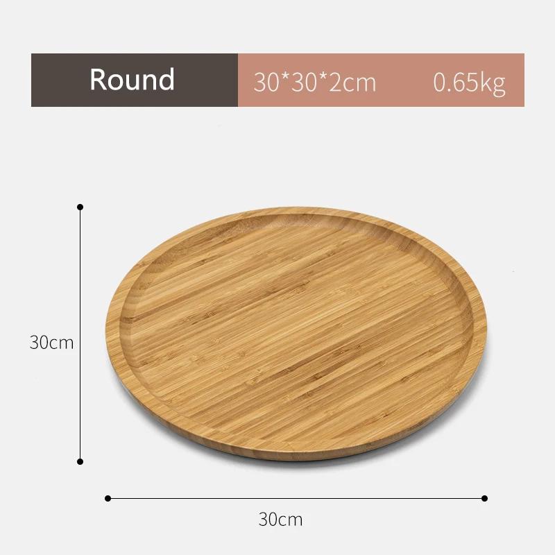 Japanese Style Bamboo Tea Tray Rectangular and Round Serving Trays Kitchen Platter Food Plate for Snacks Dessert and Breakfast