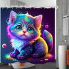 Bathroom with Colorful Cat 3D Shower Curtain, Deluxe Bathtub Standard Shower Curtain, Waterproof and Bright Fabric Shower Curtai