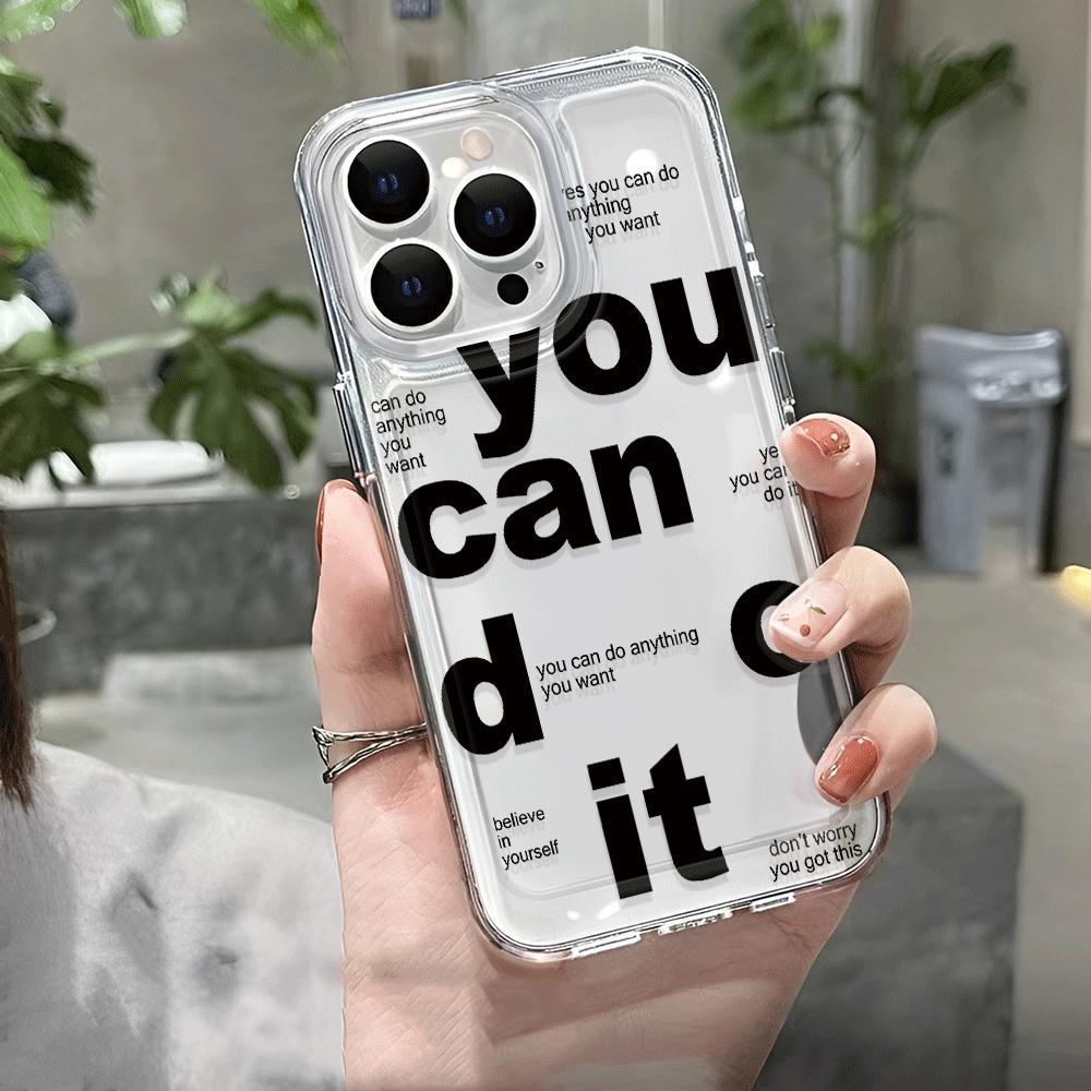 You Can Do It Pattern Phone Case For IPhone 17 16 15 14 13 12 11 Pro Max Air Plus Shockproof Lens Protection Anti-drop Soft Case