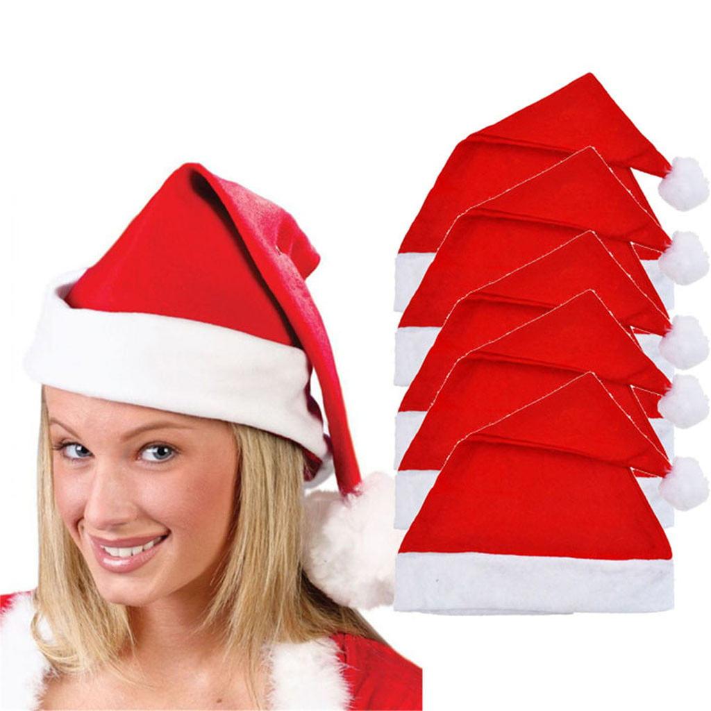5PC Adult Unisex Adult Xmas Red Cap Santa Novelty Hat For Christmas Party Hat