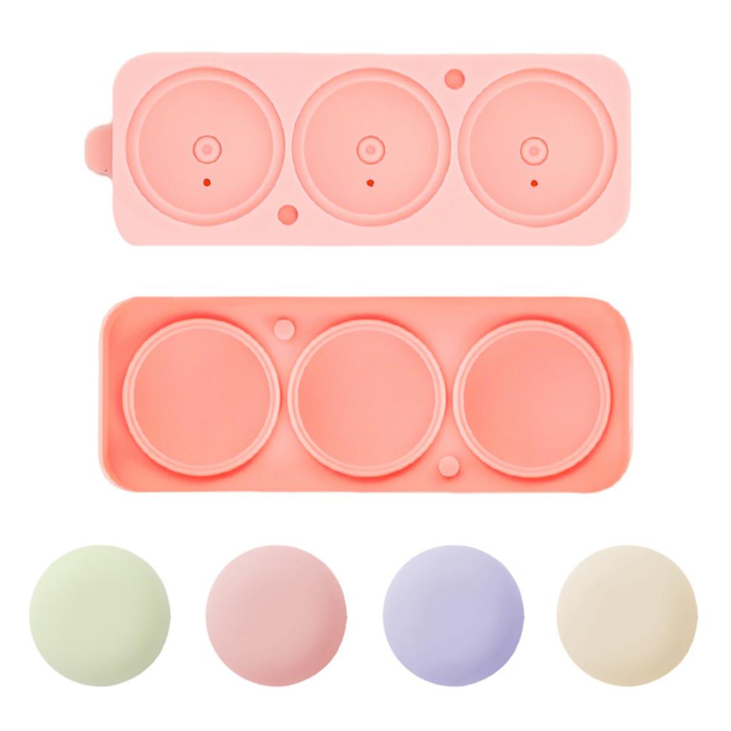 3 Cavity Round Ball Ice Cube Mold Food Grade Silicone Mold Easy to Release Household Ice Cube Tray Mold for DIY Ice Making