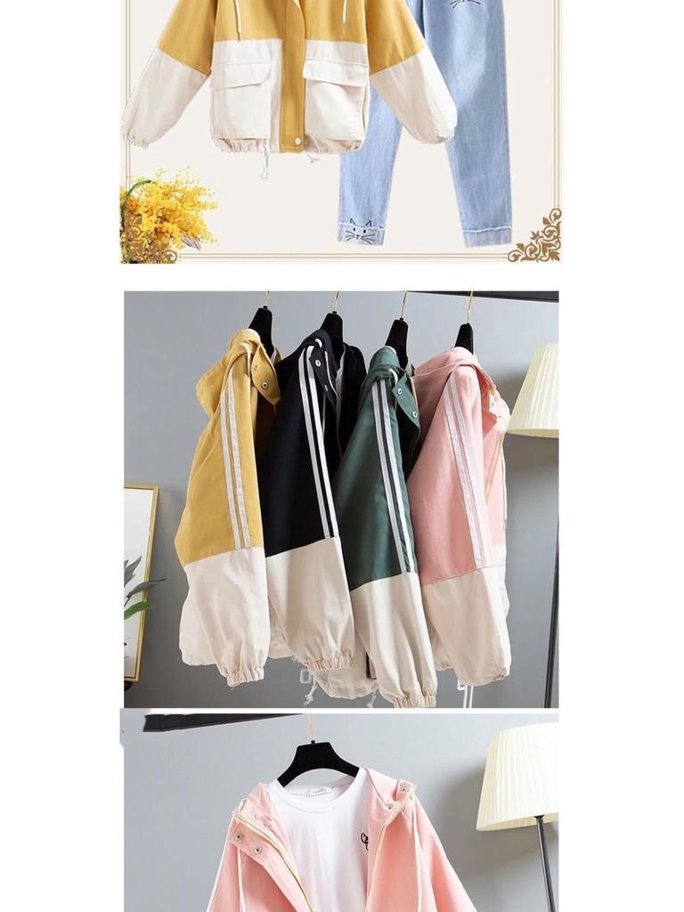 Women's Loose Fit Hooded Baseball Jacket - Korean Style, Spring/Autumn, Versatile, Plus Size, Trendy, Student-Lazy Style